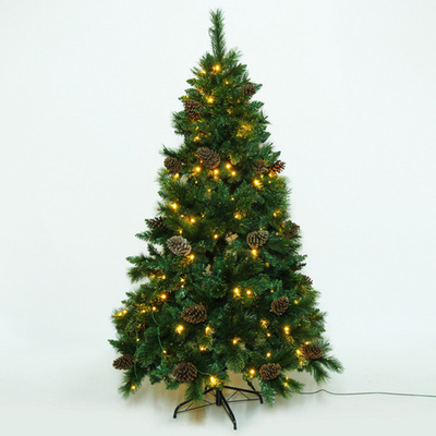 Елка светодиодная «Лесная метель» 180 см, ПВХ+леска (шишки и напыление), 671 ветка, 190 ламп LED, Теплый белый