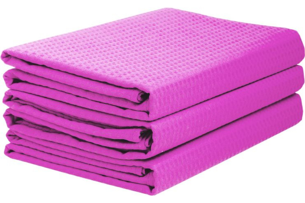 Комплект полотенец вафельных Home One 80х150 (3шт), фуксия