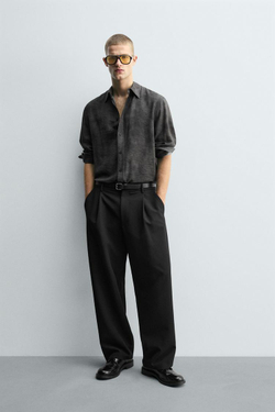 ZARA РУБАШКА С РЕЛЬЕФНЫМ ПРИНТОМ, ЧЕРНЫЙ