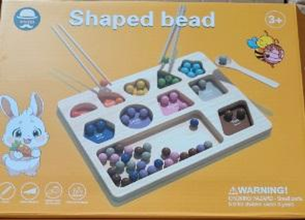 Развивающая игрушка деревянная Шарики, сортируем по цветам, коробка C-41821