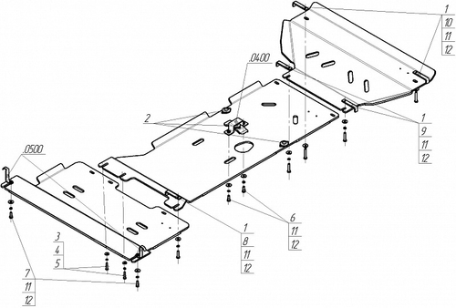 Защита картера Двигателя, Переднего дифференциала, КПП, Разд. коробки. для Dodge Ram 1500 2009-2015, Dodge Ram 1500 2015-2018 MOTODOR.12902
