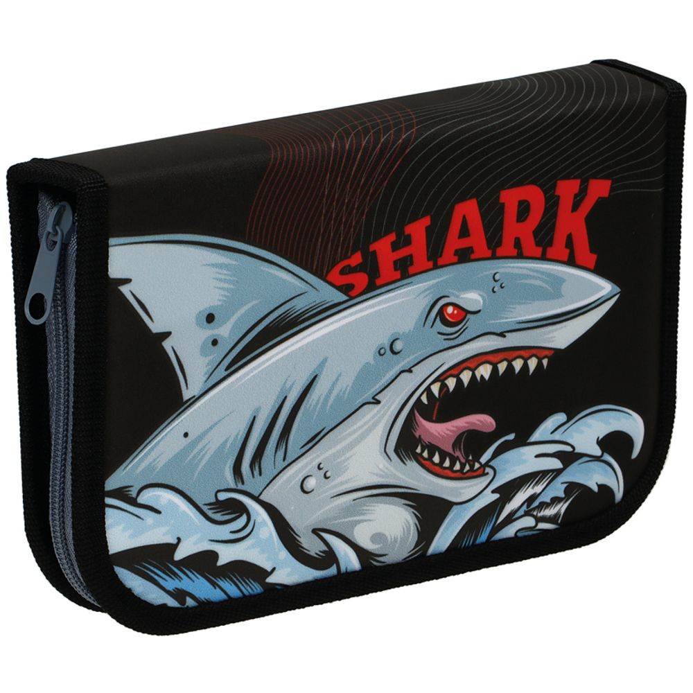 Пенал 1 отделение, 210*130 ArtSpace "Shark", две откидные секции, ткань