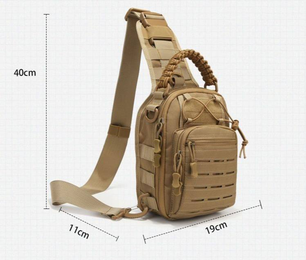 Тактическая плечевая сумка с паракордом / песок