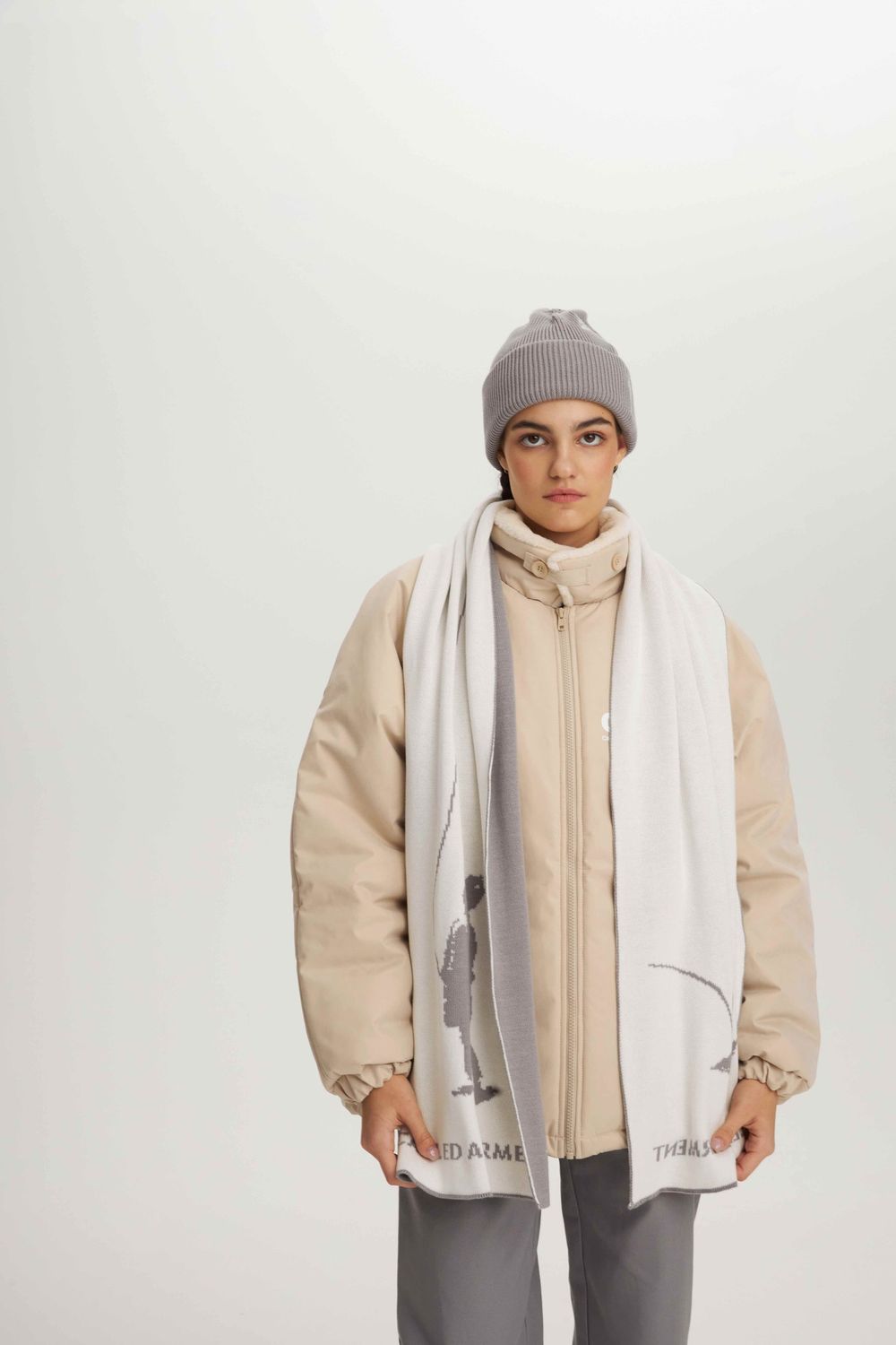 Шарф Called a Garment Kite Reversible Серо-молочный