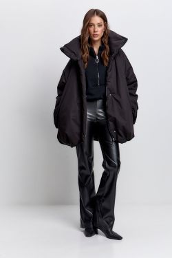Куртка-баллон зимняя Айсель черного цвета
