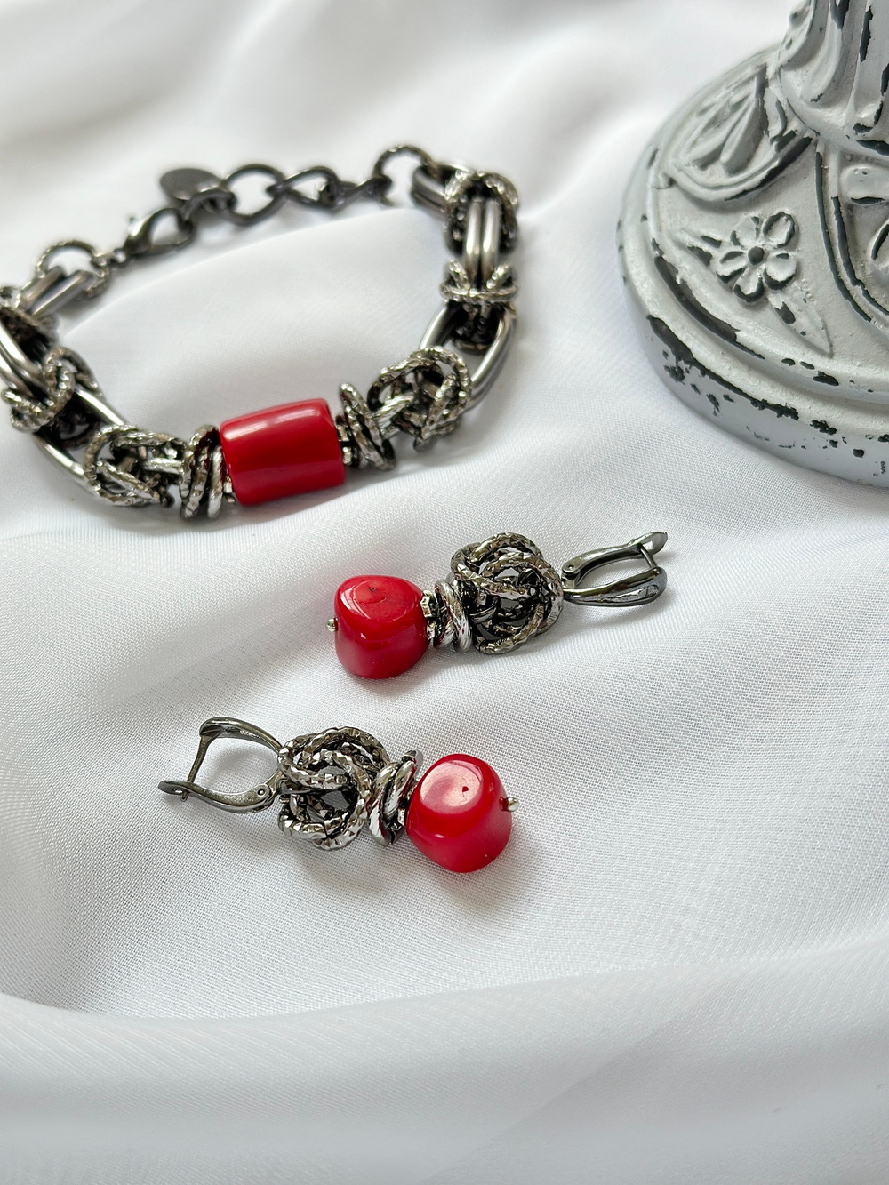 HMG 1131 Коралл Серьги Византия арт.0950