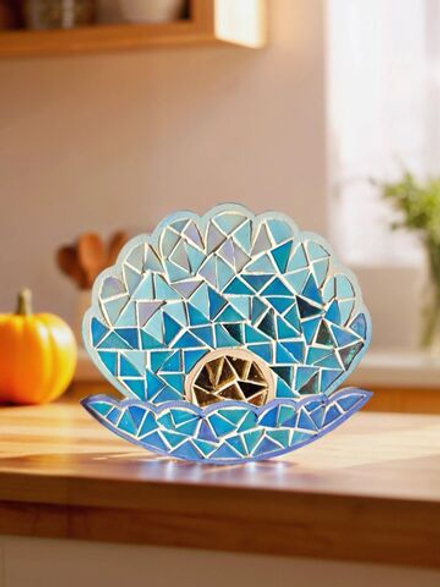 Набор для творчества мозаика стеклянная Ракушка Бирюзовая 18 см.