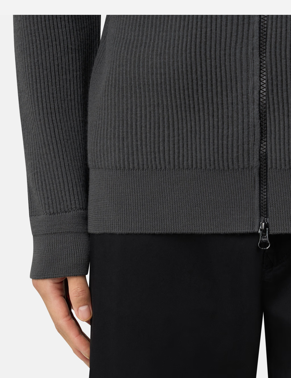 Stone Island Zip-up Jumper Wool Lead Grey