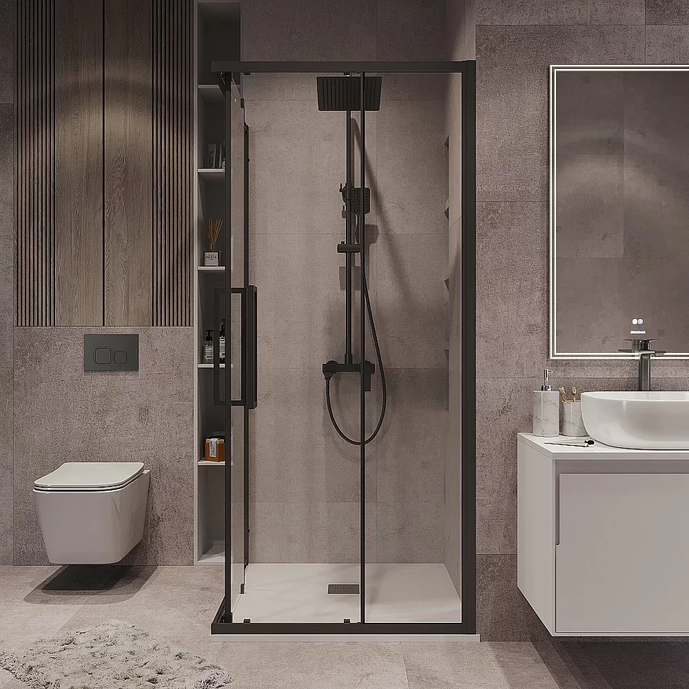 Душевой уголок Grossman Cosmo 300.K33.02.9090.21.00 90x90 стекло прозрачное/профиль черный матовый