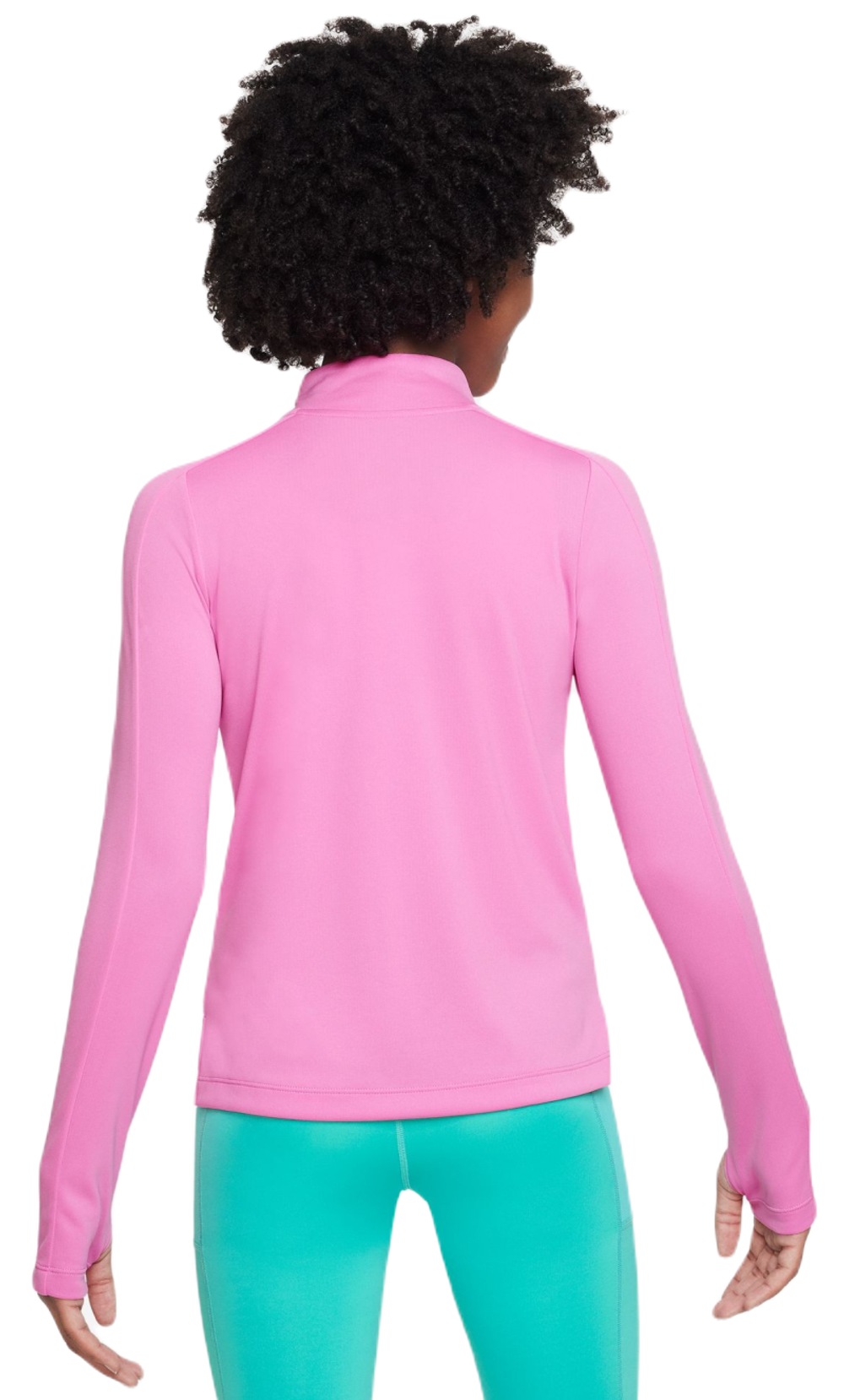 Футболка для девочки теннисная Nike Dri-Fit Long Sleeve 1/2 Zip Top - playful pink/white