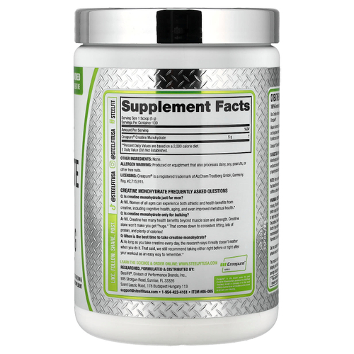 SteelFit, моногидрат креатина, без добавок, 500 г (17,6 унции)