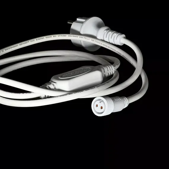 Кабель питания 1,5 м. с выпрямителем для каучуковых и ПВХ 220В., провод белый Каучук, IP65, LTC (LLC-8-3A)