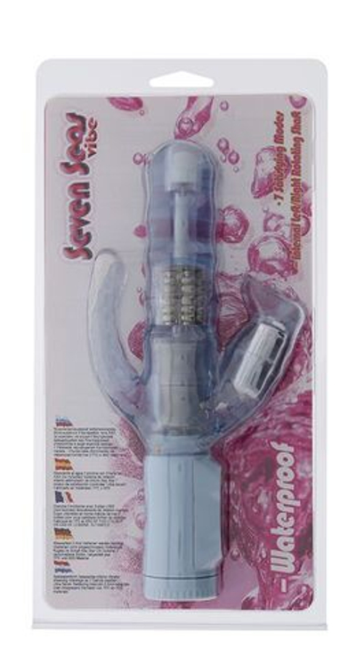 Голубой вибромассажёр для тройной стимуляции SEVEN SEAS VIBE BLUE - 23 см. (Цвет: голубой)