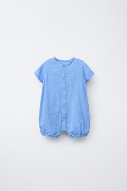 ZARA КОМБИНЕЗОН С РЕЛЬЕФНЫМ УЗОРОМ, ЯРКО-СИНИЙ