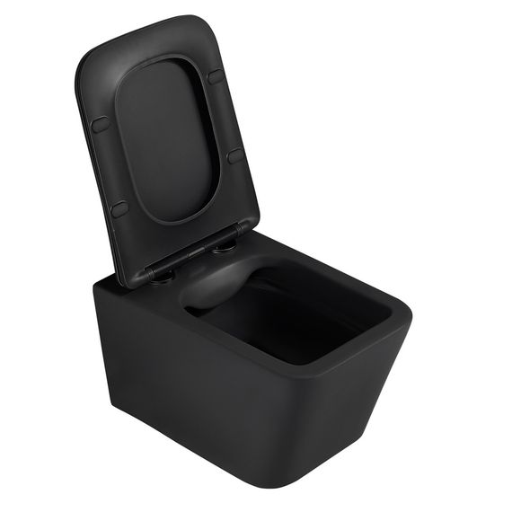 Комплект подвесной унитаз ABBER Rechteck AC1201MB черный матовый с инсталляцией AC0105 и кнопкой AC0121RG золото розовое