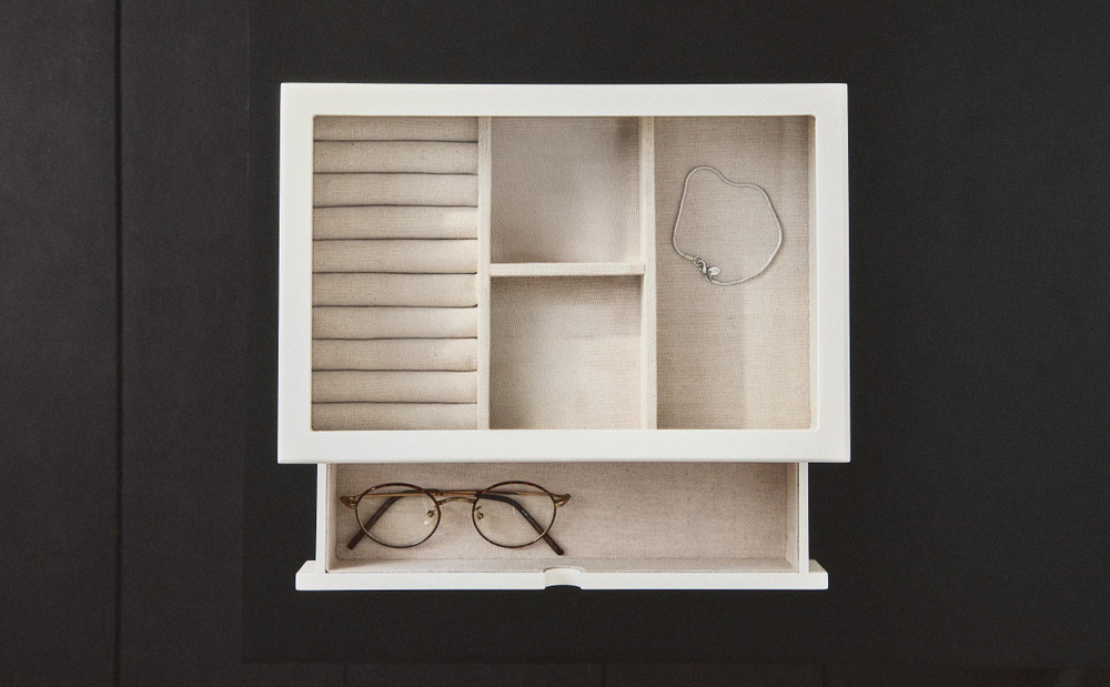 Zara Home Шкатулка изо льна, цвет белый, 30 см