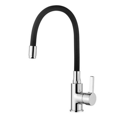 смеситель кухня  LEDEME гибкий шланг чёрный/хром L4898-2