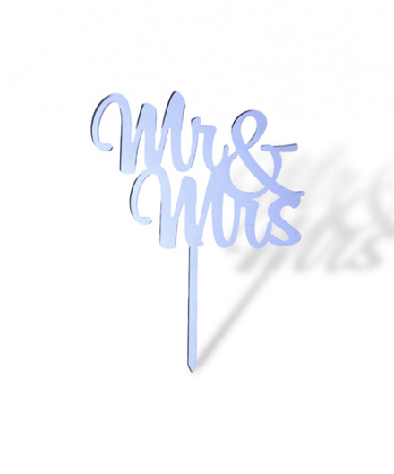 Топпер "Mr Mrs" 10 см., серебро