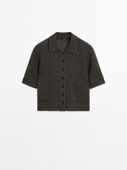 Massimo Dutti Кардиган с короткими рукавами, коричневый