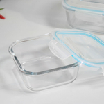 Набор контейнеров 3шт (320мл, 520мл, 800мл) стеклянные, квадратные, с герметичными крышками, цвет си