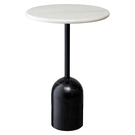 Журнальный столик Rune, Ø40х58 см, белый/черный мрамор