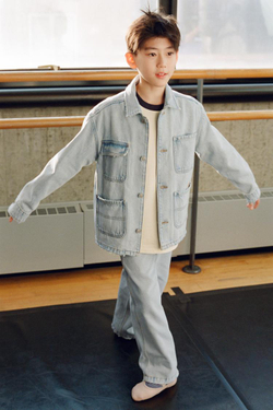 ZARA ДЖИНСОВАЯ КУРТКА-РУБАШКА С КАРМАНАМИ, СИНИЙ