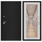 Дверь Входная Лабиринт CLASSIC шагрень черная С зеркалом 18 Сандал светлый