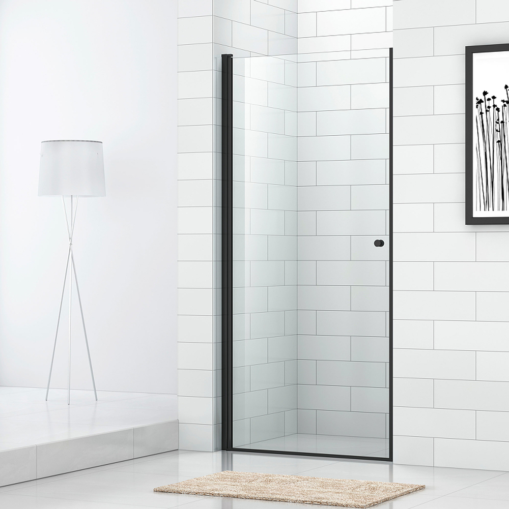 Душевая дверь Cezares Eco 60 ECO-O-B-1-60-C-NERO профиль Черный матовый стекло прозрачное