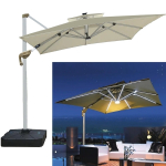 Зонт садовый складной с подставкой и подсветкой, квадратный 300 см, бежевый