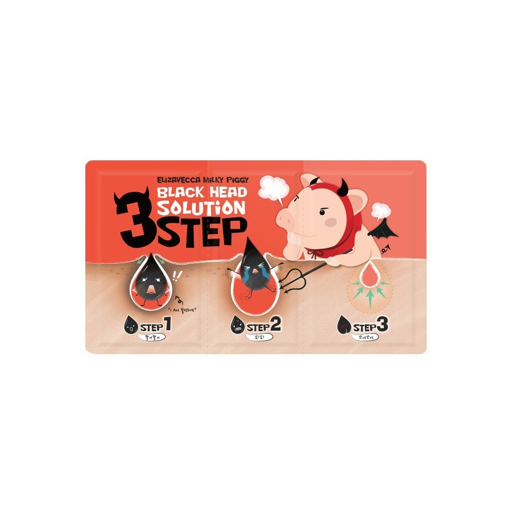 Трёхшаговый набор от чёрных точек Elizavecca Milky Piggy Black Head Solution 3 Step Nose Strip
