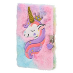 Блокнот детский Basir на замке, формат А5, серия "Единорог", меховая обложка, 88 листов, размер 21*15 см