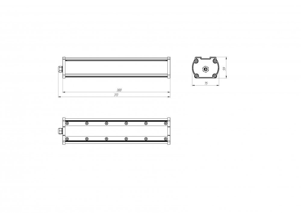 Светильник LED Piton 35/4800 Г90 5K 601х75х59мм Diora