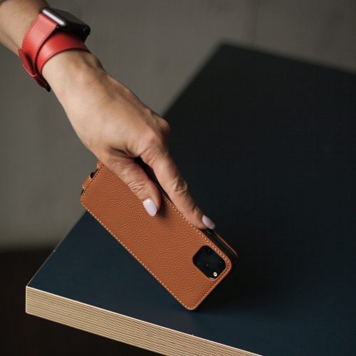 Чехол для iPhone 11 Pro из натуральной кожи теленка, цвета карамель