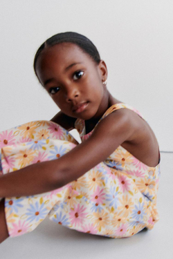 ZARA КОМБИНЕЗОН ИЗ СМЕСОВОГО ЛЬНА С ЦВЕТОЧНЫМ ПРИНТОМ, РАЗНОЦВЕТНЫЙ