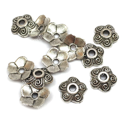 Шапочки для бусин "Виток" 8х2 мм (20 штук), под серебро