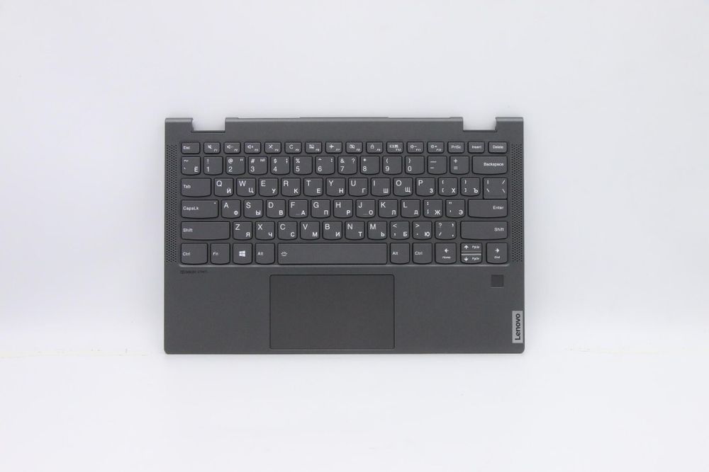 Верхняя панель с клавиатурой (топкейс) для ноутбука Lenovo Yoga C640-13IML. раскладка - русская, с подсветкой, серая (5CB0W43774)
