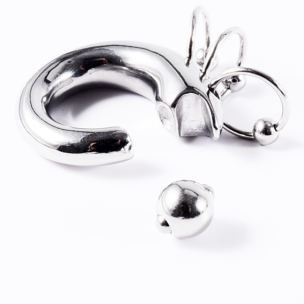 Кольцо с кольцами (утяжелитель 1 шт.) для пирсинга, толщина 4 мм, шарик 8 мм.