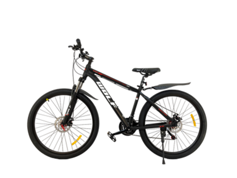 Велосипед Wolf 27,5" 21 скор (Shimano, алюминиевая рама, диск. тормоз, блок. вилки) Черный (W-660)