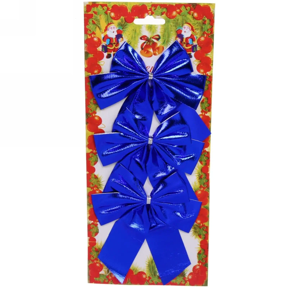 Бант на ёлку «Синий шик» 9 см (набор 3 шт)