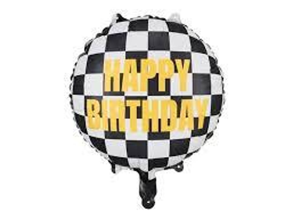 PartyDeco. Круг Шашки Happy Birthday 45 см