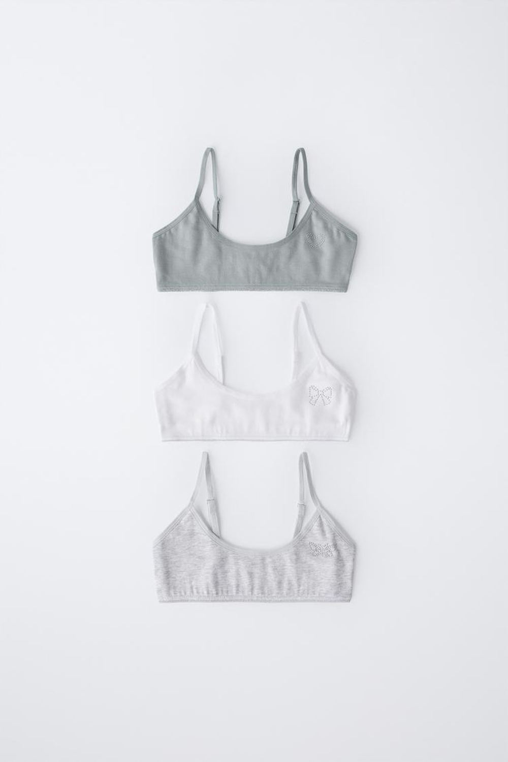 ZARA НАБОР ИЗ ТРЕХ ТОПОВ СО СТРАЗАМИ, РАЗНОЦВЕТНЫЙ