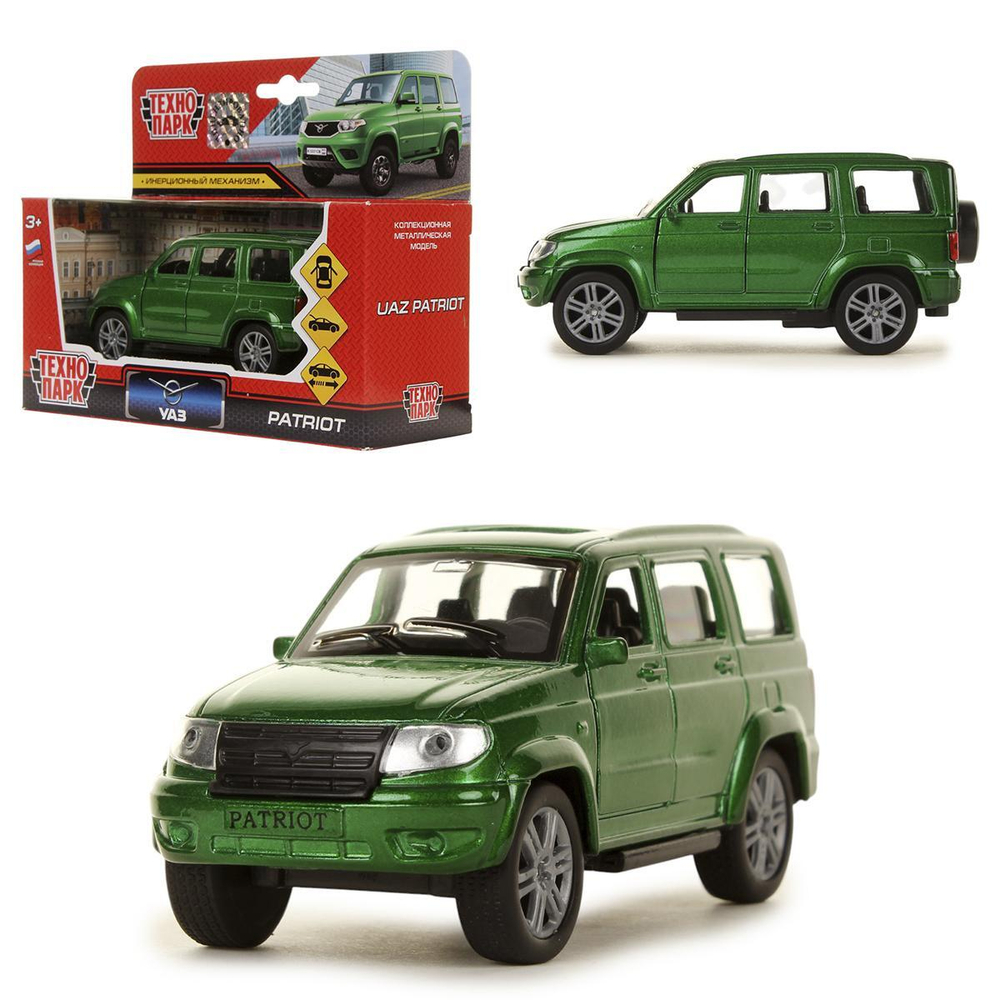 Модель ин. мет. "УАЗ Patriot" 12см, дв., багаж. зеленый, коробка SB-17-81-UP4-WB (Технопарк)