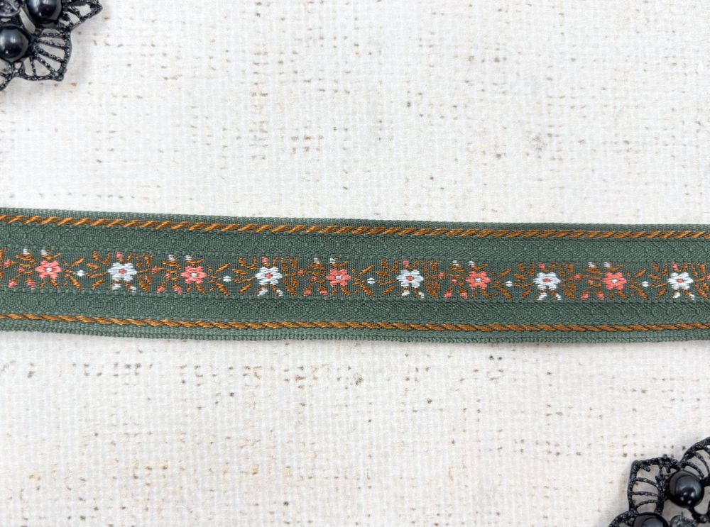 Тесьма жаккард, ш. 2,5 см, зелёный