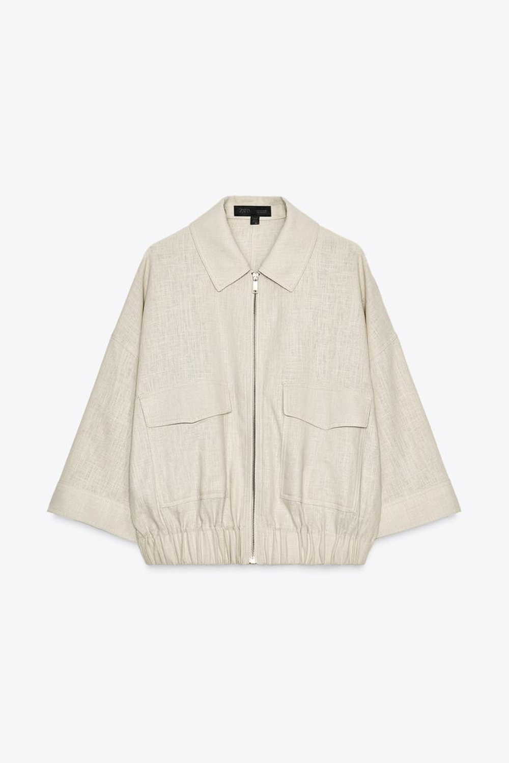 ZARA КУРТКА САФАРИ ИЗО ЛЬНА, ПЕСОЧНЫЙ