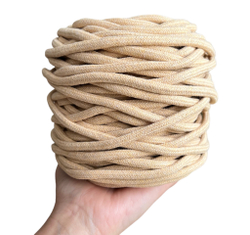 Шнур плетёный хлопковый 6 мм для макраме, ириска, 50 м
