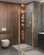 Душевой уголок Cezares MOLVENO-AHF-31-100/90-C-BORO-IV, 100х90х195, профиль брашированное золото, прозрачное стекло