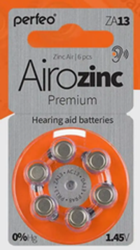 Батарейка для слуховых аппаратов ZA-13 Perfeo Airozinc