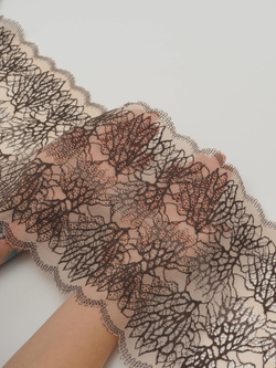 Эластичное кружево фраппе с серо-коричневым ширина 21 см