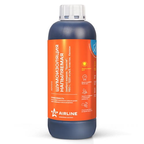 Шумоизоляция жидкая напыляемая Airline Special 1220 кг/м3 пластик. евробаллон 950 г