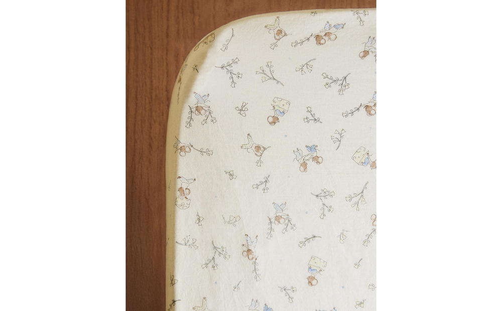 Простыня на резинке Zara Home, хлопок 100%, с цветочным принтом, 2631/900